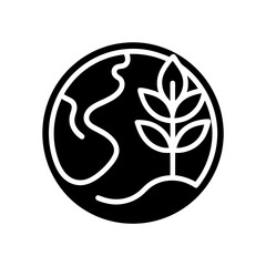 ecology planet and leaf line icon earth nature vector art