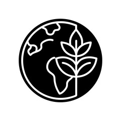 ecology planet and leaf line icon earth nature vector art