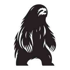 Towering Giant Sloth silhouette with lumbering form – Giant Sloth illustration – Minimalist Giant Sloth vector – Stone Age silhouette

