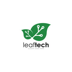 Leaf tech logo design template