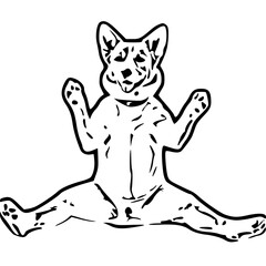 Dog sitting on mat doing yoga vector illustration 