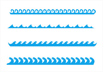 Fototapeta premium A collection of sea wave icons. Thin line wave collection, sea wave elements, Flat vector illustration.