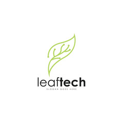 Leaf tech logo design template