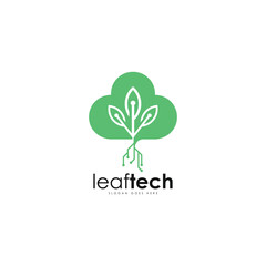 Leaf tech logo design template