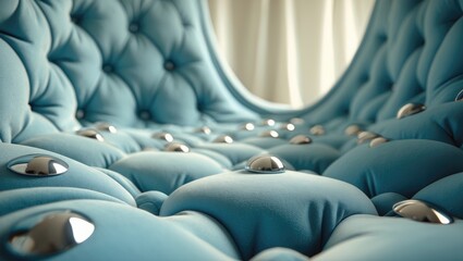 Elegant capitone diamond checkered fabric with button accents in a luxurious vintage Chesterfield style for interior decor.