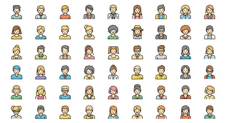 Obraz premium Diverse Collection of Colorful User Profile Icons and Avatars for Websites and Apps