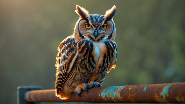 Close-up of a great horned owl in flight at Dover Castle