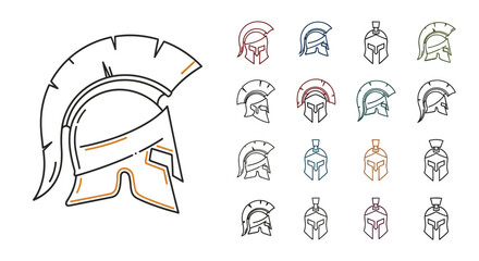 Spartan Helmet Line Art Illustrations, Vector Graphics, EPS File