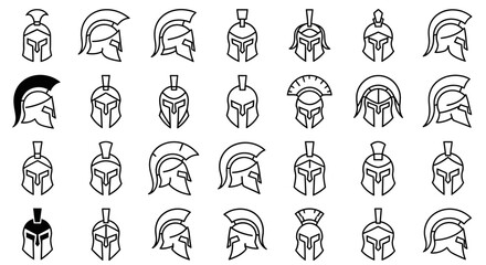 Spartan Helmet Illustrations 30 Line Art Designs for Logos, Websites & More
