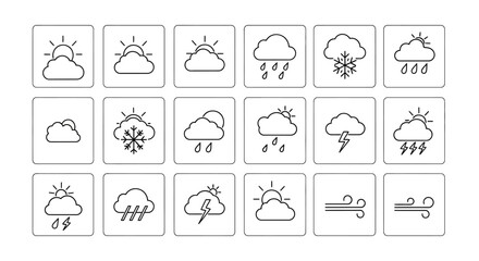 Weather Icons Set Line Art Graphics for Web and App Design