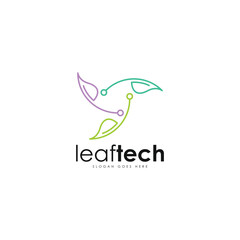 Leaf tech logo design template