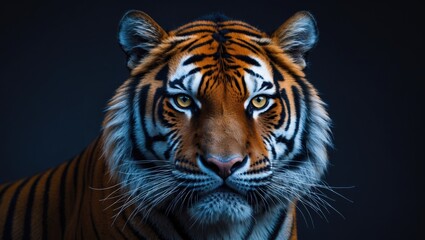 Fototapeta premium Stunning tiger face with black background