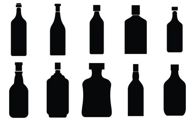Alcoholic Drink Silhouettes: Bottles and Glassware
