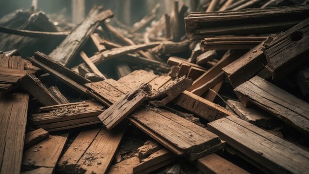 Removed old parquet floor after flood for house renovation