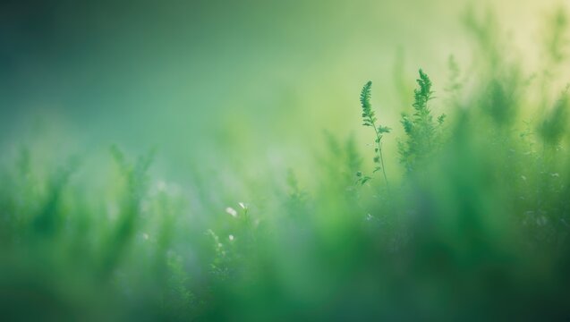 Fototapeta Vibrant watercolor abstract background featuring green and olive hues with soft foggy gradient textures.