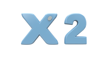 Isolated Blue X2 Letters