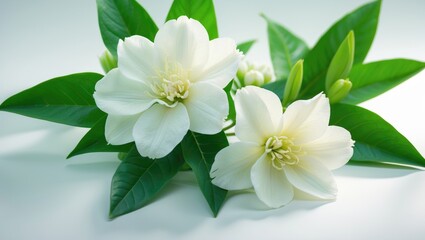 Fototapeta premium White jasmine (Jasminum, Melati) flowers isolated on background for graphic use