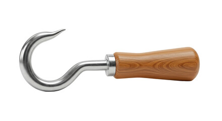 Isolated Metal Hook with Wooden Handle