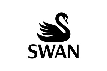 Elegant black swan logo design vector illustration