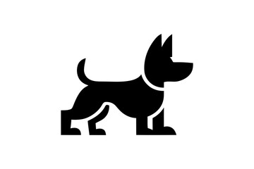 Silhouette of a cute dog standing with collar on neck
