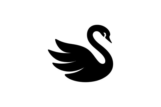 Elegant black swan vector illustration silhouette