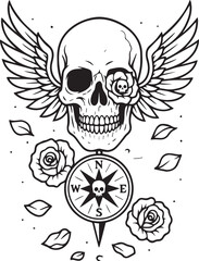 Tattoo Style Coloring Page for Adults &ndash;Printable Intricate Line Art for Relaxation, Stress Relief, and Mindful Coloring and Hobby Time
