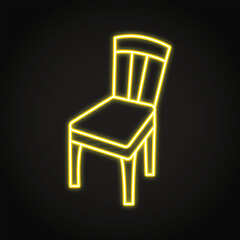 Wooden chair neon line icon
