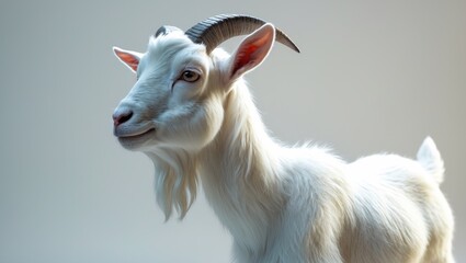 Fototapeta premium Cute white goat isolated on plain background