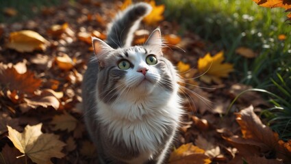 Urban feline at person's feet in winter