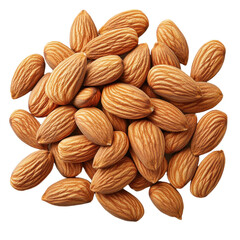 Fototapeta premium Almond pile top view isolated on transparent background. PNG