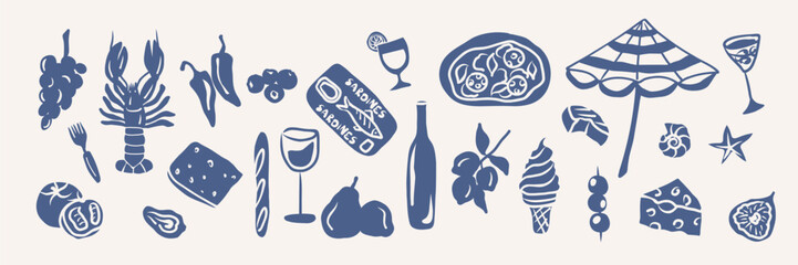 Flat vector mediterranean vacation collection