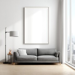 Modern living room with empty frame (7)
