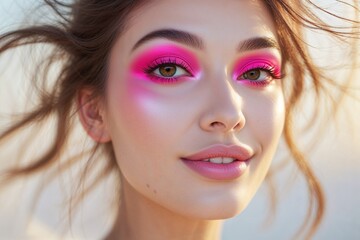 Fototapeta premium Woman with bright pink eyeshadow