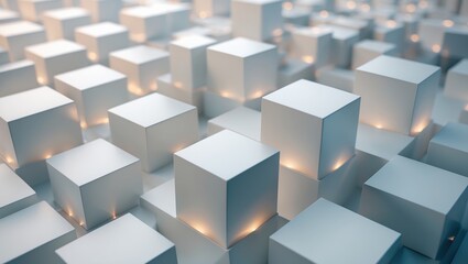 Fototapeta premium Subtle blue grid pattern with textured cubes for presentation backgrounds