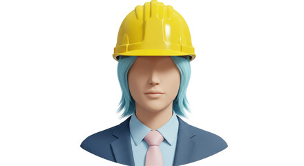 Isolated construction worker with yellow hard hat