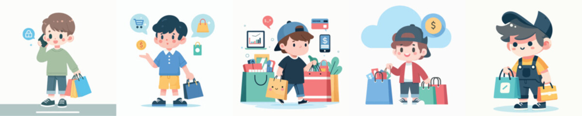 boy character vector shopping