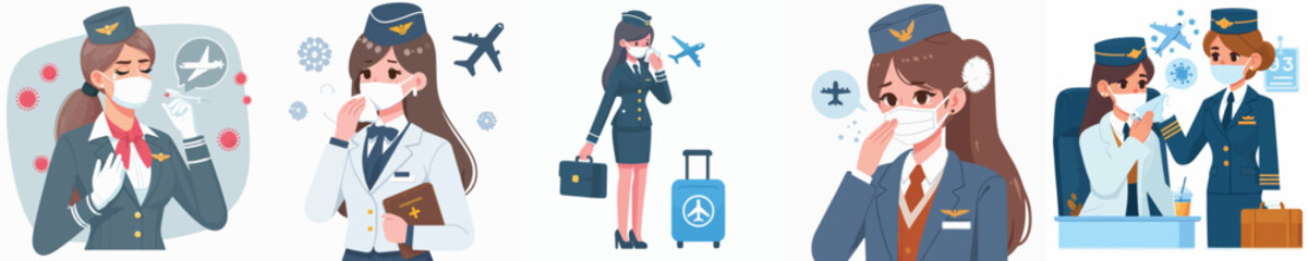 flight attendant character vector having flu