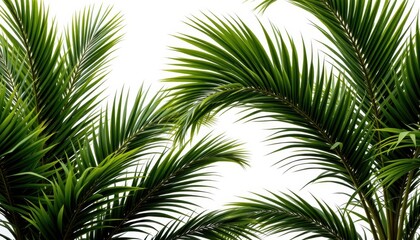 Fototapeta premium Lush Green Palm Fronds Tropical Paradise Leaves Background Image for Design Projects