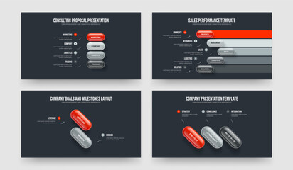 Business Forecast Four Five Two Three Step Infographic Slide Design Vector Illustration Collection. Investor Insight 4 5 2 3 Element Diagram Slideshow Layout Bundle.