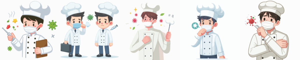 chef character vector having flu