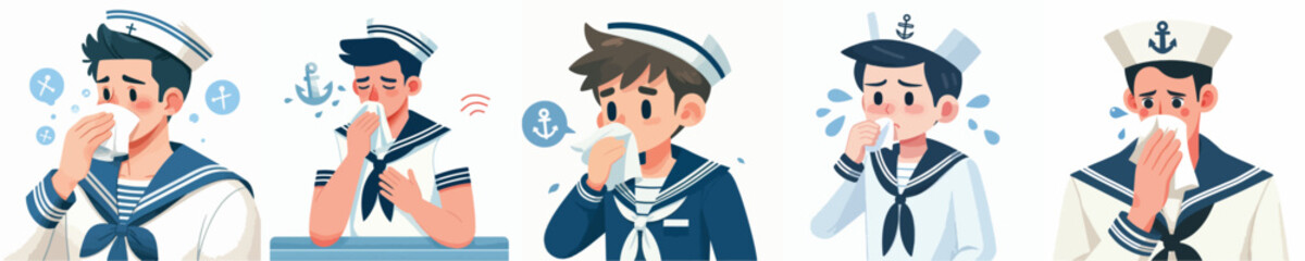 sailor character vector having flu