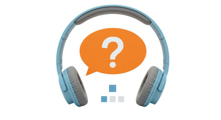 Isolated Headphones with Question Mark