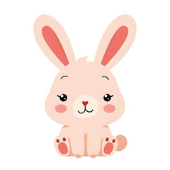 Cute cartoon rabbit sitting happily with big eyes and pink ears high resolution png

