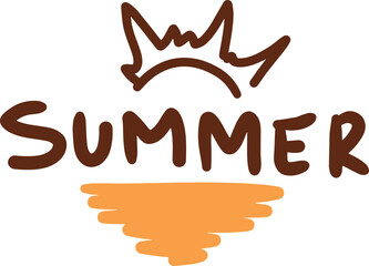 Minimalist 'SUMMER' hand-lettered artwork with sunset icon