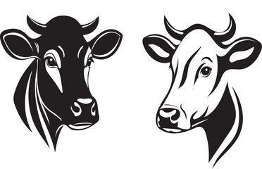 Cow Head silhouette vector design with white background ..