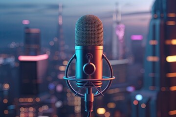 Futuristic Podcast Microphone Logo Design for Contemporary Media Branding