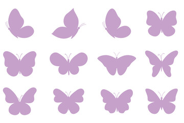 Collection of butterfly vector, icon. Butterfly silhouette, vector set. Abstract modern butterfly, insect silhouette. Vector illustration.