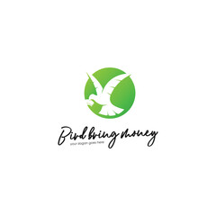 Green bird logo design template