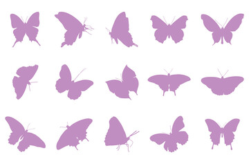 Collection of butterfly vector, icon. Butterfly silhouette, vector set. Abstract modern butterfly, insect silhouette. Vector illustration.