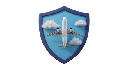 Isolated Airplane inside Shield with Clouds © Anna